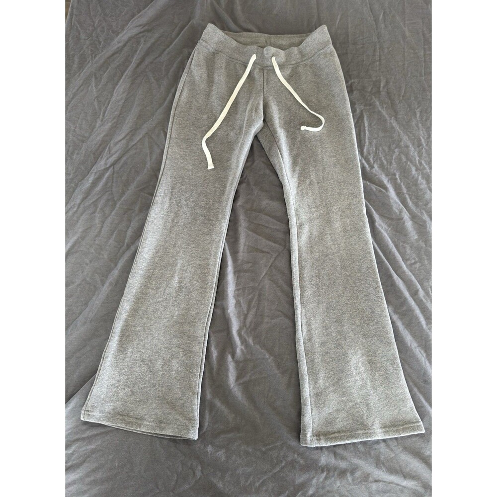 Hollister Women's Gray Flared Fleece Sweatpants Drawstring Cotton Blend Casual